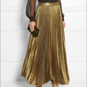 Olive & Alice Pleated Metallic Gold Maxi Skirt